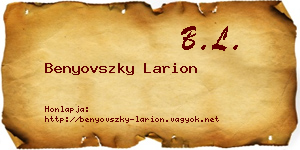 Benyovszky Larion névjegykártya